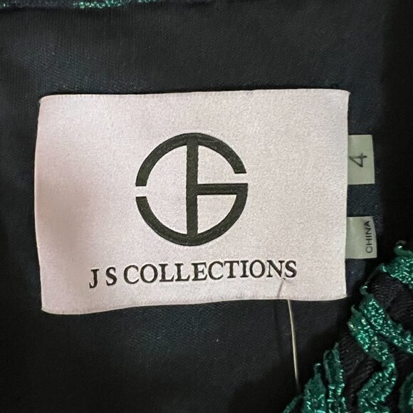 NWT JS collections Women's Green Embroidered Lined Midi Dress 4 - Picture 6 of 7